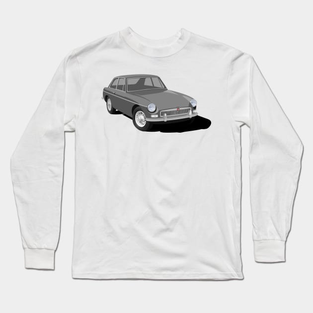 MGB GT Design -Silver Long Sleeve T-Shirt by NickShirrell